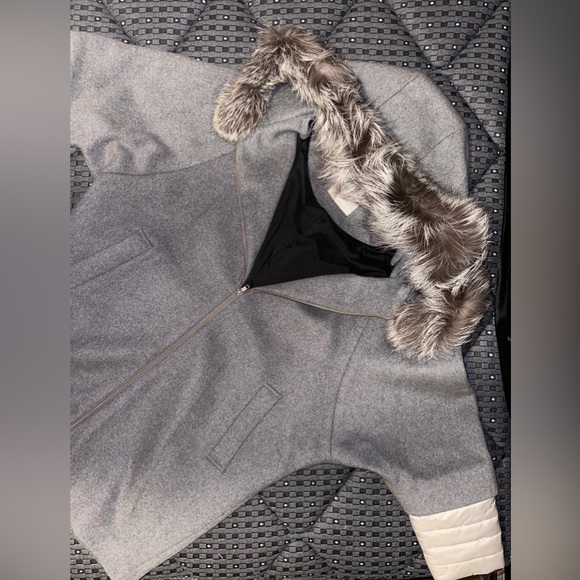 (SOLD) Soia & Kyo Real Silver Fox Fur & Wool Winter Jacket XL - Picture 4 of 8